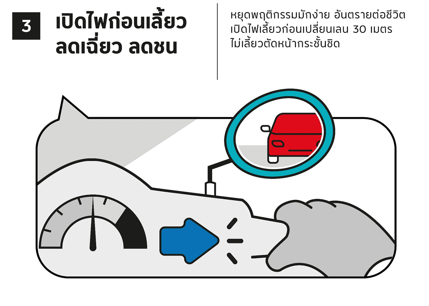 ใช้สัญญาณก่อนเลี้ยว ลดการชน